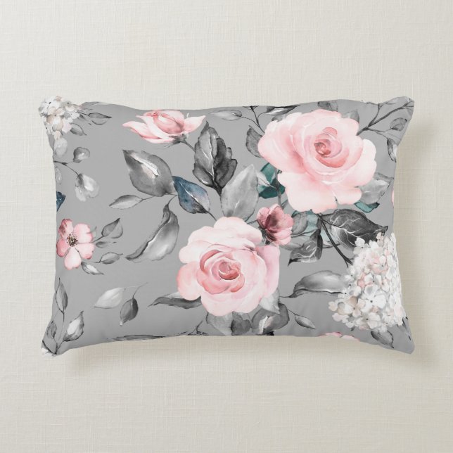 Seamless pattern with spring flowers and leaves. H Accent Pillow (Front)