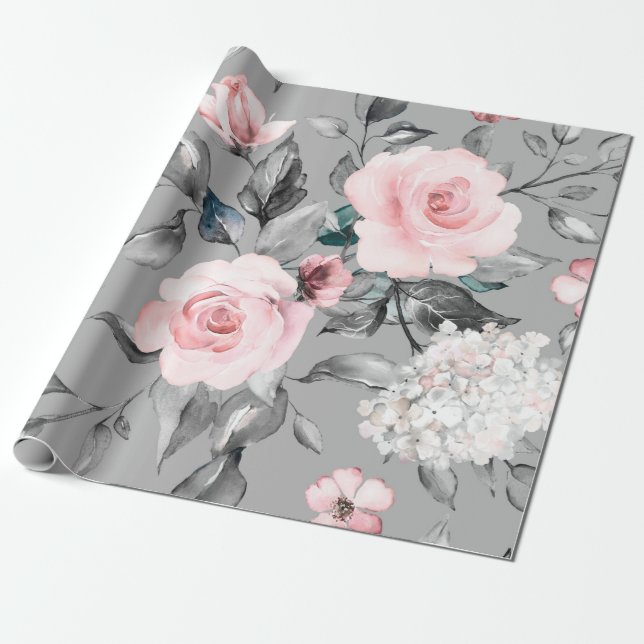 Seamless pattern with spring flowers and leaves. H Wrapping Paper (Unrolled)