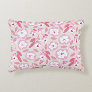 Seamless pattern with spring flowers herbs leaves accent pillow
