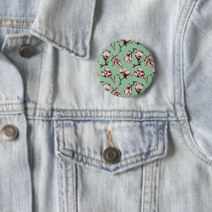 Seamless pattern with spring tree flower buds 2 inch round button