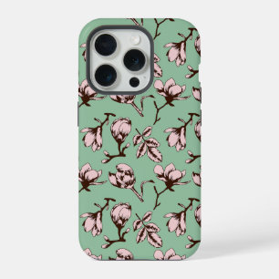 Seamless pattern with spring tree flower buds iPhone 15 pro case