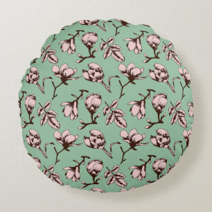 Seamless pattern with spring tree flower buds round pillow