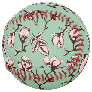 Seamless pattern with spring tree flower buds softball