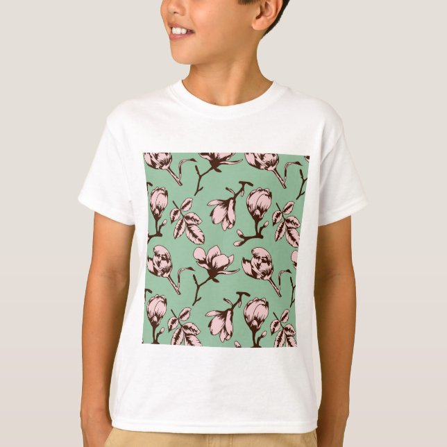 Seamless pattern with spring tree flower buds T-Shirt (Front)
