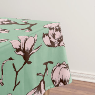 Seamless pattern with spring tree flower buds tablecloth
