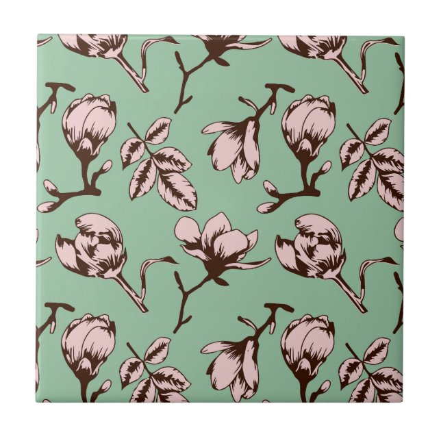 Seamless pattern with spring tree flower buds tile (Front)