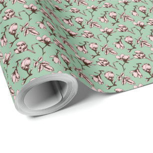 Seamless pattern with spring tree flower buds wrapping paper