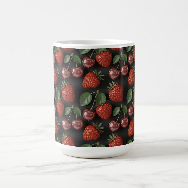 Seamless Pattern with Strawberries and Cherries Coffee Mug (Center)