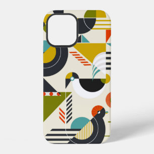 Seamless pattern with stylized birds in retro bauh iPhone 12 case