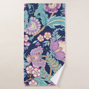 Seamless pattern with stylized ornamental flowers bath towel