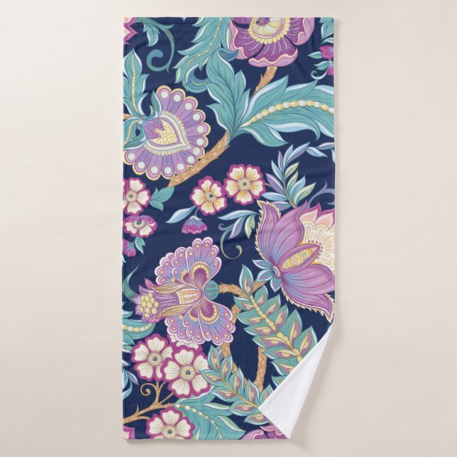 Seamless pattern with stylized ornamental flowers  bath towel (Bath Towel)