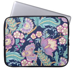 Seamless pattern with stylized ornamental flowers  laptop sleeve
