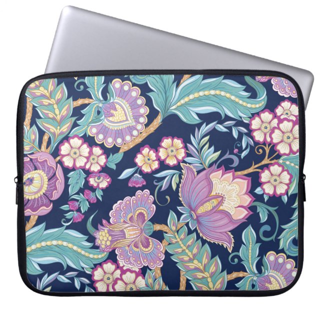 Seamless pattern with stylized ornamental flowers  laptop sleeve (Front)