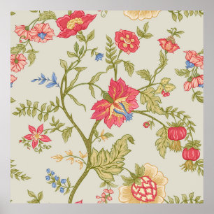 Seamless pattern with stylized ornamental flowers poster