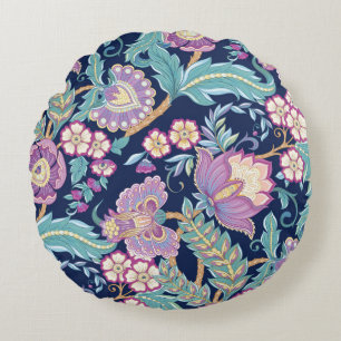 Seamless pattern with stylized ornamental flowers  round pillow