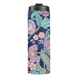Seamless pattern with stylized ornamental flowers thermal tumbler