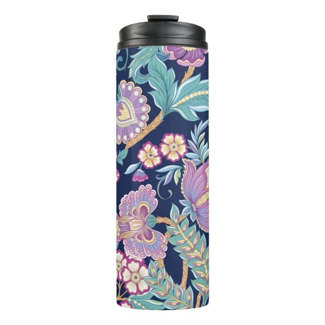 Seamless pattern with stylized ornamental flowers  thermal tumbler (Front)