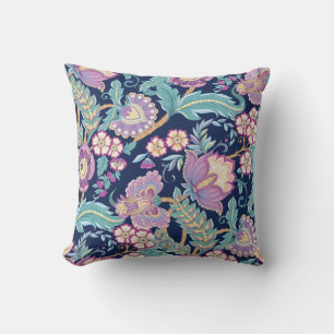 Seamless pattern with stylized ornamental flowers throw pillow