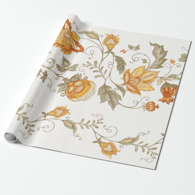 Seamless pattern with stylized ornamental flowers  wrapping paper (Unrolled)