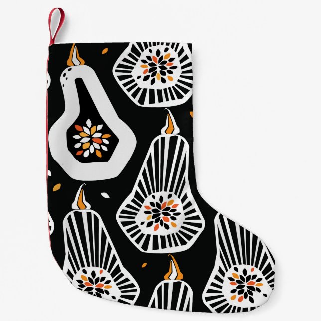 Seamless pattern with stylized pumpkins and seeds small christmas stocking (Front)