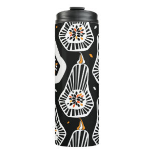 Seamless pattern with stylized pumpkins and seeds thermal tumbler