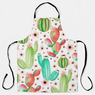 Seamless pattern with succulents. Watercolor cactu Apron