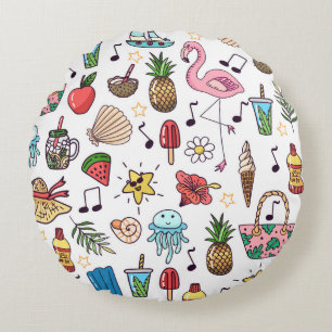 Seamless pattern with summer elements. illustratio round pillow