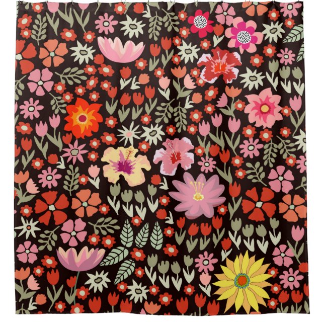 Seamless pattern with sunflowers asters tulips (Front)