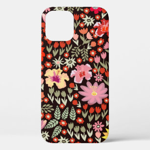 Seamless pattern with sunflowers asters tulips iPhone 12 case