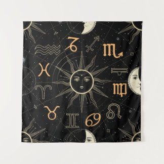 Seamless pattern with the Horoscope circle with Zo Tapestry