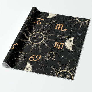 Seamless pattern with the Horoscope circle with Zo Wrapping Paper