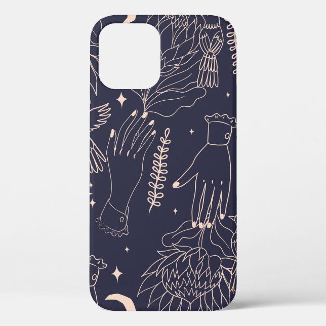 Seamless pattern with the outlines of hands, flowe Case-Mate iPhone case (Back)