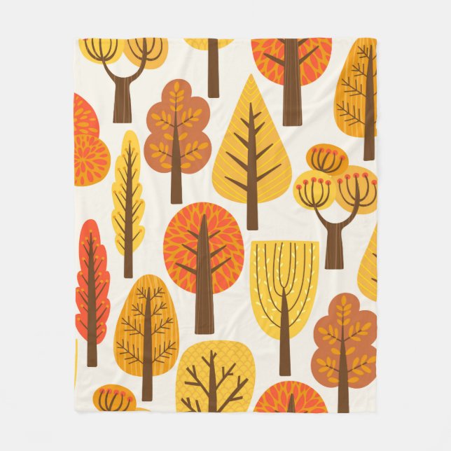 Seamless pattern with trees. Autumn Fleece Blanket (Front)