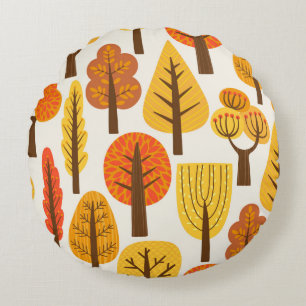 Seamless pattern with trees. Autumn Round Pillow
