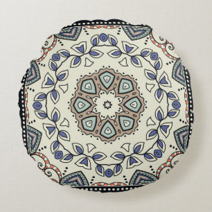Seamless pattern with tribal ethnic mandala round pillow