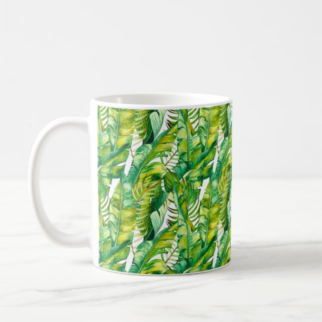 Seamless pattern with tropical banana leaves. Wate Coffee Mug (Left)