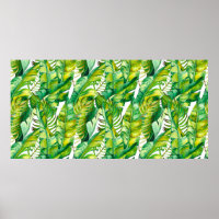 Seamless pattern with tropical banana leaves. Wate