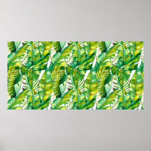 Seamless pattern with tropical banana leaves. Wate Poster