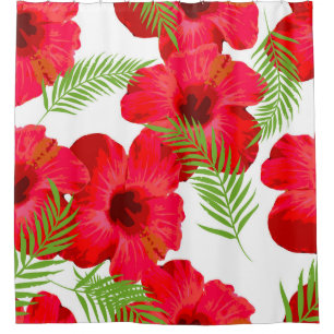Seamless pattern with tropical flower,  palm leave