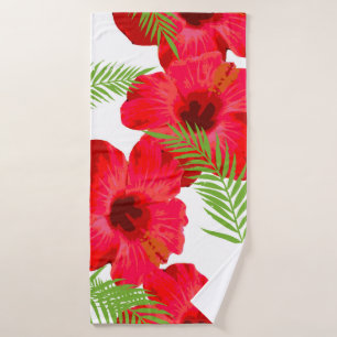 Seamless pattern with tropical flower,  palm leave bath towel