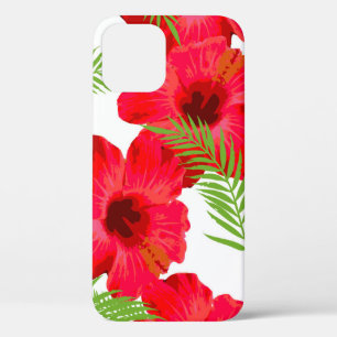 Seamless pattern with tropical flower, palm leave iPhone 12 case