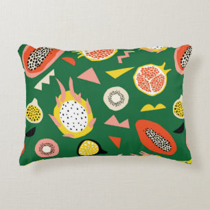 Seamless pattern with tropical fruits accent pillow