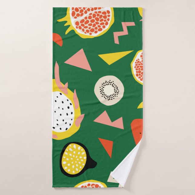 Seamless pattern with tropical fruits bath towel (Bath Towel)