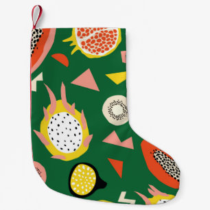 Seamless pattern with tropical fruits small christmas stocking