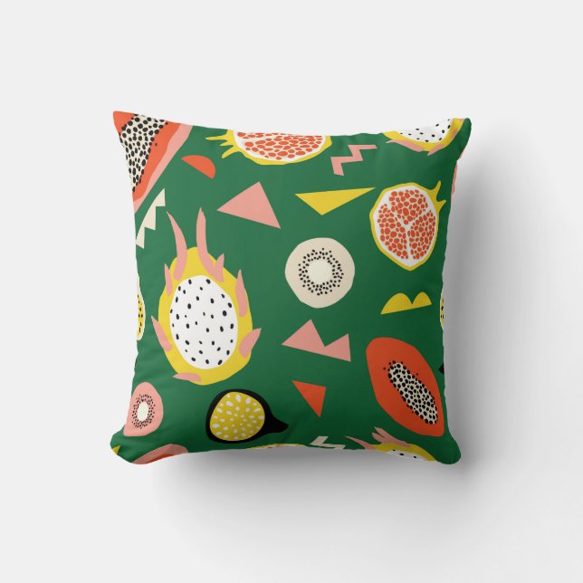 Seamless pattern with tropical fruits throw pillow (Front)