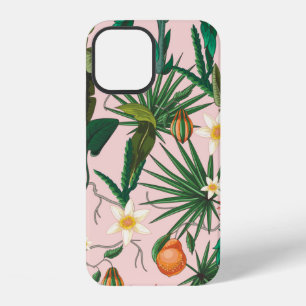 Seamless pattern with tropical leaf, flowers and f iPhone 12 case