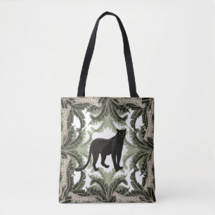 Seamless pattern with tropical leaves and animals tote bag