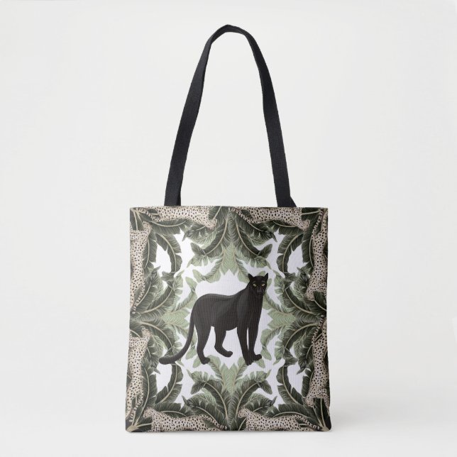 Seamless pattern with tropical leaves and animals tote bag (Front)