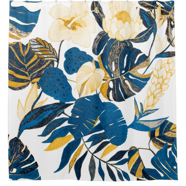Seamless pattern with tropical leaves and flowers (Front)