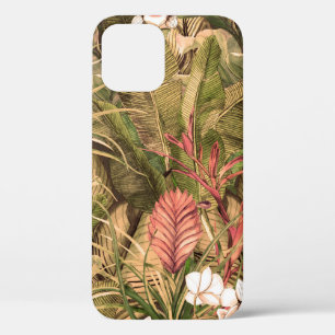 Seamless pattern with tropical leaves and flowers. iPhone 12 case